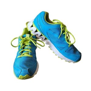 Reebok Blue and Lime Green Zigtech Athletic Running Shoes Women's Size 8.5